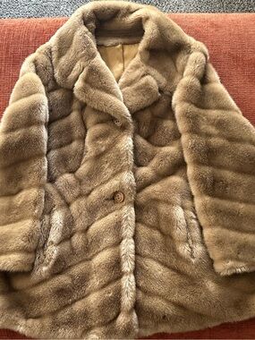 Tissavel of France Plush Faux Fur Coat in Tan
